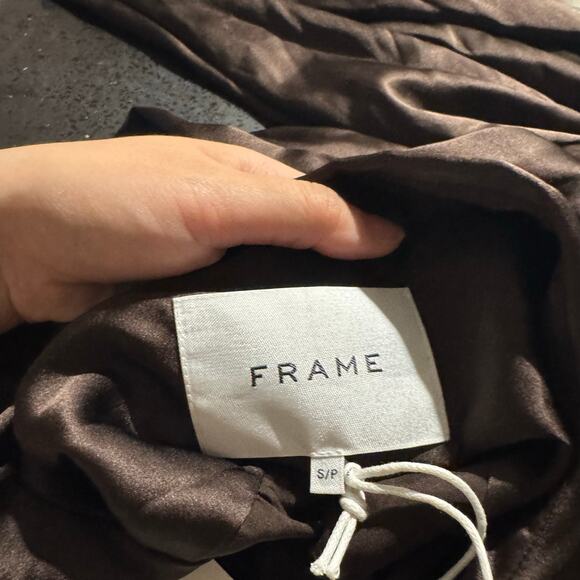 NWT FRAME Victorian Button Up Midi Dress Espresso Brown Size Small - Picture 3 of 7